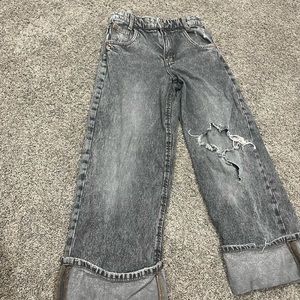 Gray straight leg jeans